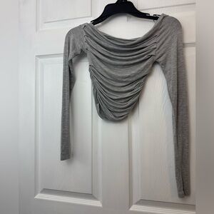 Amazon Gray Ruched Long Sleeve Top